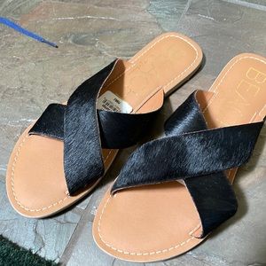 NWT faux calf hair slide sandal
